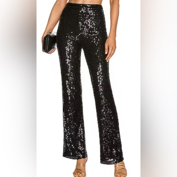 House Of Harlow 1960 New Without Tags Black Sequin Wide Leg Dress Pant Lined 8 - Picture 1 of 13